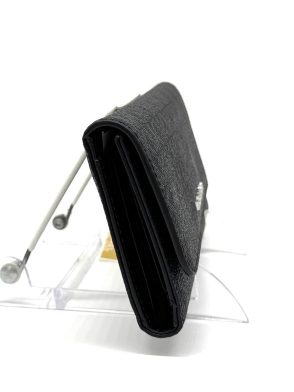 Michael Kors Large Trifold Wallet Black Signature - Picture 2 of 7